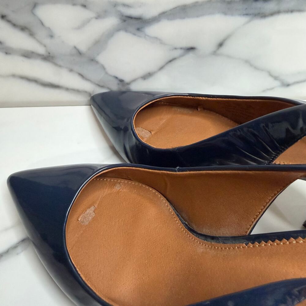 Franco Sarto Women's Blue Patent Leather Sophie Slingback Sophie Pumps Sz 9.5 - Picture 8 of 8